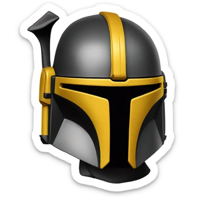Mandalorian helmet black and yellow with antenna sticker