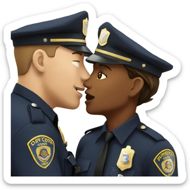 Female and male cops kissing  sticker