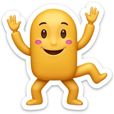 A cute 3D emoji of the English letter 'A' with cartoon arms and legs, dancing happily. Vibrant colors, expressive eyes, smiley face, high quality, white background, sticker style, glossy finish. sticker