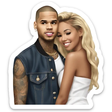 Hyper Realistic Chris Brown  Karruche Tran romantic photo  sticker