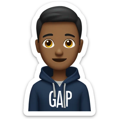 generate me a navy blue hoodie which says GAP on it in big letters  sticker