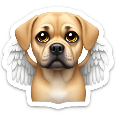 Tan puggle dog with angel wings sticker