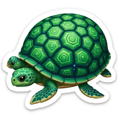 Quasar Turtle emoji – full body, massive cosmic turtle with glowing shell like a galaxy vortex, star patterns, slight side angle. pattern in shell sticker
