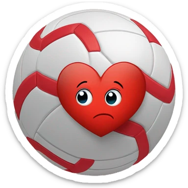 Red heart with a volleyball in the middle sticker