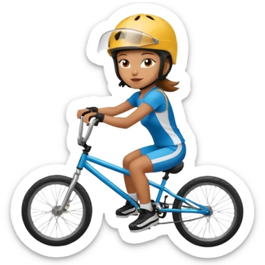 BMX rider woman with helmet sticker