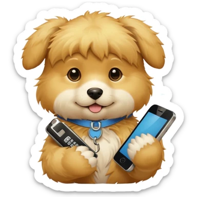puppy with phone sticker