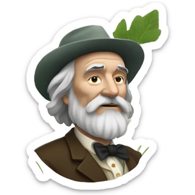 Walt Whitman with leaves of plants sticker