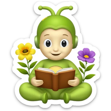 The Teletubby Dipsy reading books + flowers  sticker
