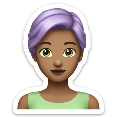 golden brown straight hair green eyes lavender dress sticker