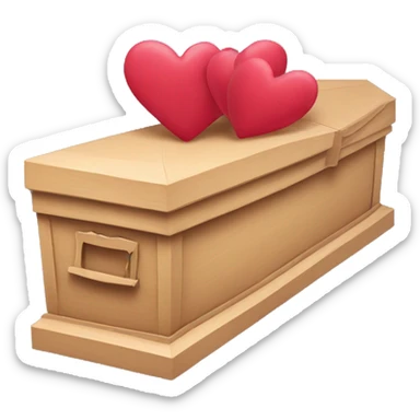 coffin with hearts sticker
