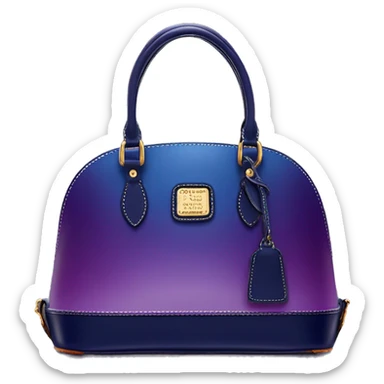 Realistic dark blue to dark purple ombre dooney and bourke domed satchel purse.  sticker