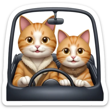Cat driving with his mother sticker