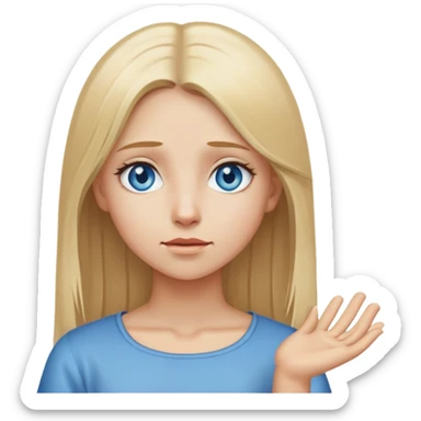 Blond hair, girl with blue eyes and straight hair begging for money sticker