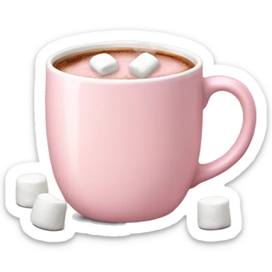 Light Pink mug of hot chocolate with marshmallows  sticker
