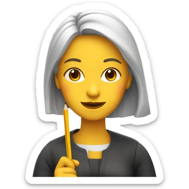 Woman with pencil sticker