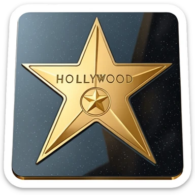 голливудский мемориал в виде звезды, на аллее славы которая в полу и на ней написано HOLLYWOOD  sticker