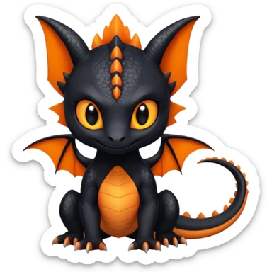 Cute adorable Litten-Salandit-Noibat-Toothless-fusion, full body sticker