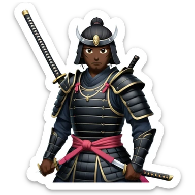 A dark samurai, black armor reflecting the moonlight, katana drawn sticker