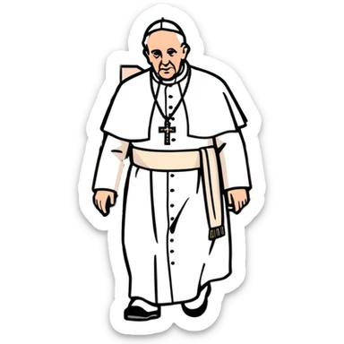 A pope walking on the street sticker