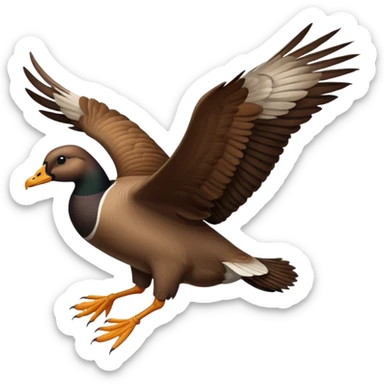 wild goose with black neck and brown wings, in flight sticker
