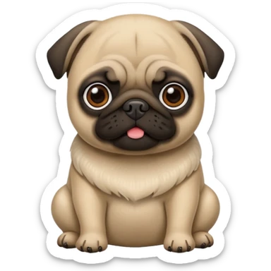 Pug fofo com pote de ração sem nada dentro sticker