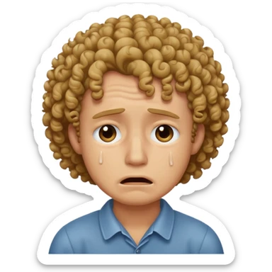 man crying with curly hair sticker
