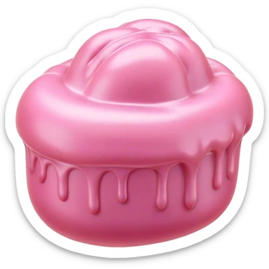 Cinematic Realistic Opaque Pink Slime, smooth and buttery with a pastel pink hue, ultra-glossy with a soft sheen, subtle folds and ridges forming as it moves, reflecting gentle highlights, glowing with a delicate, creamy texture, evoking a sense of playful satisfaction. sticker