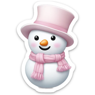 Cute white and light pink snowman sticker