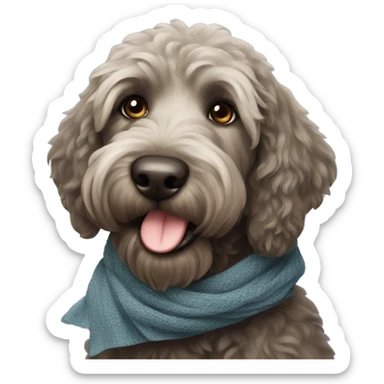 Black labradoodle with scarf sticker