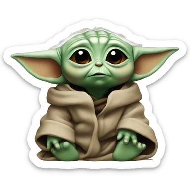 Baby Yoda is very sad sticker