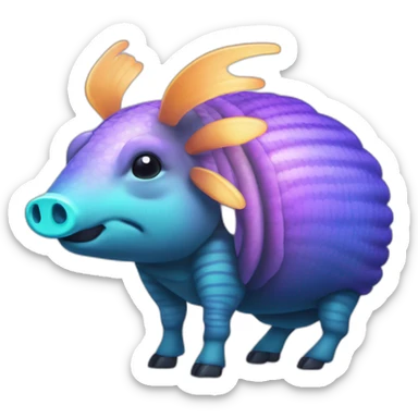 Iridescent spotted striped cyan purple gradient pig armadillo cow centipede insect sticker