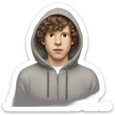 Jesse Eisenberg grey hoodie brown hair sticker