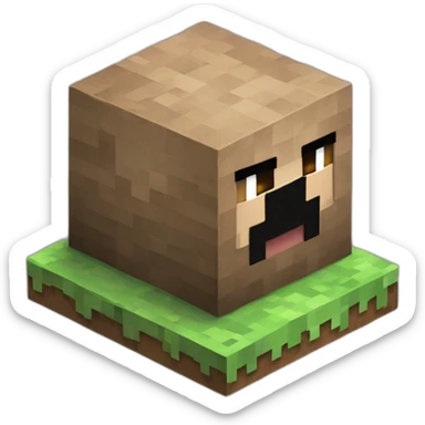Minecraft Steve whith a dirt block sticker