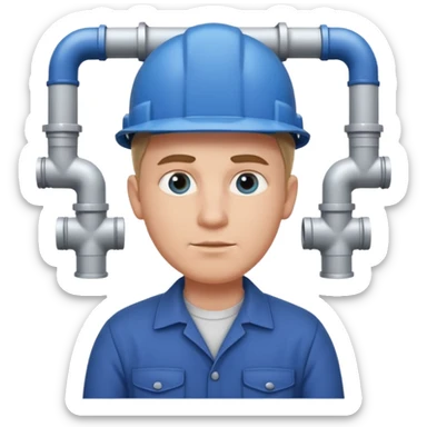 customer. 1 person only white male with shoulder normal person cloths. adult. pipeline technician change the expression and the shape of the face change the color of eyes sticker