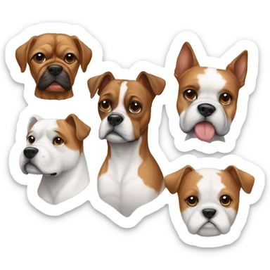 4 perros , un boxer café, un yorki, un boxer blanco y una perrita blanca sticker