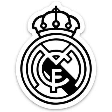 Real Madrid logo, simple black outlined icon, no fill sticker