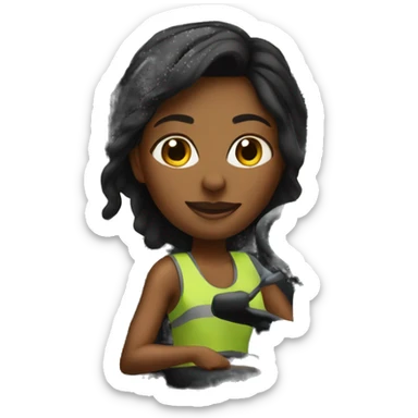 Black female driving semi truck  sticker