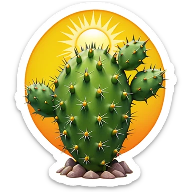 prickly pear cactus with sun in background sticker