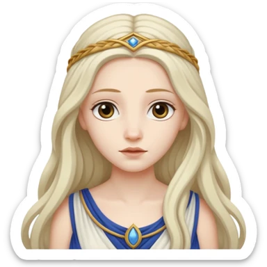 Metis The pre-Olympian goddess of wisdom, counsel, and deep thought. She was the first wife and advisor of Zeus and the mother of Athena, the later goddess of wisdom. Her name connoted "cunning intelligence," a quality highly valued in Greek heroes like Odysseus. 
 sticker