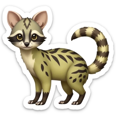 Rare realistic cool cute epic aesthetic colorful Amaura-Bayleaf-Civet-Genet-species-Fakemon-hybrid-creature, with markings, full body sticker