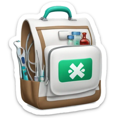 Medical diagnostic bag with instruments inside sticker
