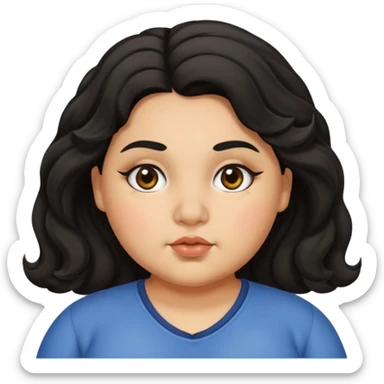 chubby girl with olive skin tone , thick eyebrows , thick nose  and black wavy hairs sticker