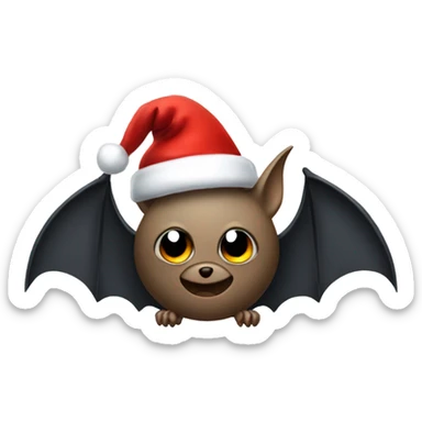 bat wearing a santa hat sticker