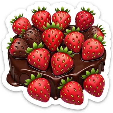 lots of strawberries in melted chocolate sticker