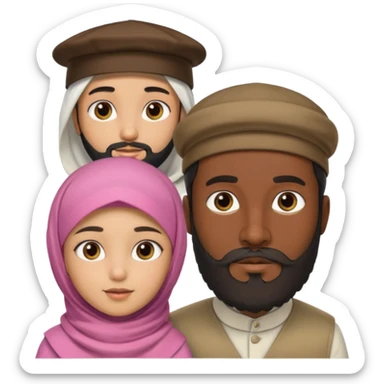 Make a Muslim man with a 6 year old girl wearing a hijab sticker