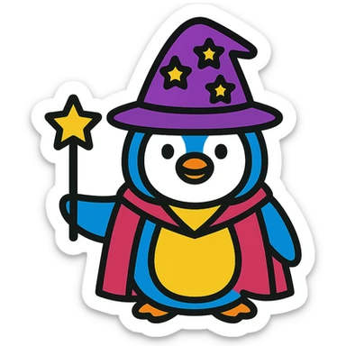 A penguin wizard sticker