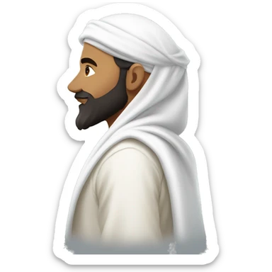 sideview of one bearded muslim man in a white thobe walking whilst wearing a shemagh. sticker