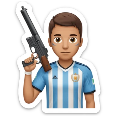 haz un turro con una biszera para atras y con un arma remera argentina pero arma de fuego sticker