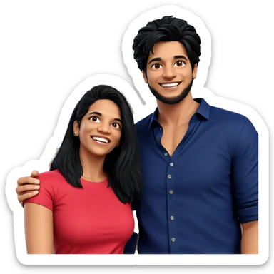 smiling couple with casual styles sticker