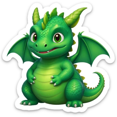 fat baby green dragon sticker